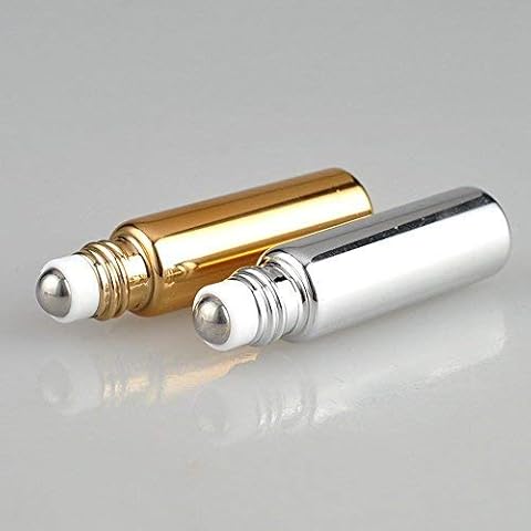 Queen Scepter 5ML Roller Ball Glass Perfume Bottle Refill Bottles Atomizer Empty Travel Spray Scent Pump Case for Perfume Essential Oil Eye Gel Silver Cover