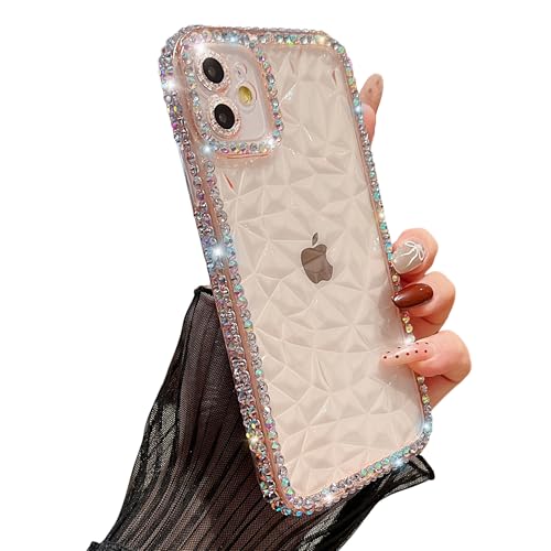 ZTUOK Coque iPhone 11 femme fille jolie paillettes brillantes strass antichoc TPU souple rose