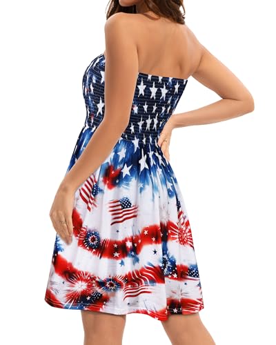 Image of elescat Summer Dresses for Women 2026 Strapless Casual Beach Cover Ups Tube Top Sundress