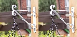 Shop4allsorts Set Of 2 White Hanging Basket Bracket 12 Inch 30cm Metal Flower Basket Support Hook