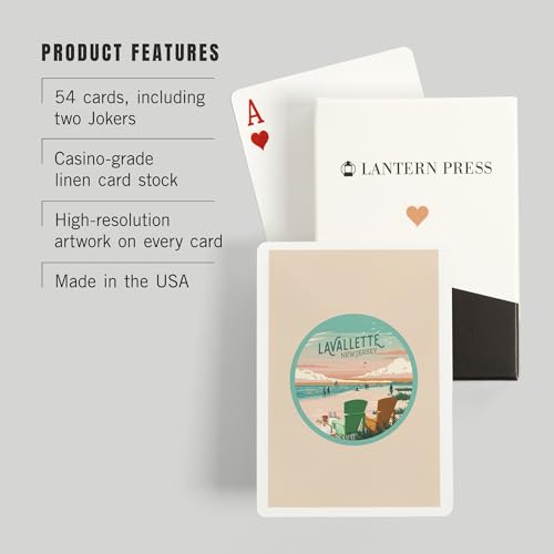 Lantern Press Lavallette, Baraja Póker 52 Cartas miniatura 3