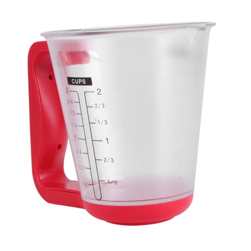 HEMOTON 1000g Báscula Electrónica Para Taza Medidora De Pantalla Lcd Para Cocina y Leche Polvo Color Rojo