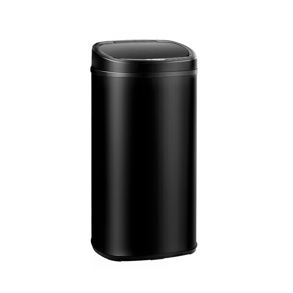 Devanti Rubbish Bin 68L Sensor Sliver Stainless Steel Body Kitchen Trash Bins, Home Appliance, Senor and Manual Operation Liner Holder Fully Closed Lid Fingerprint Resistant - 68L - Black