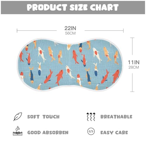 Cartoon Colored Fish Minimalism Cotton Burp Cloths Easy Care Feeding Cloth for Gender Neutral Set of 2, 22x11in4