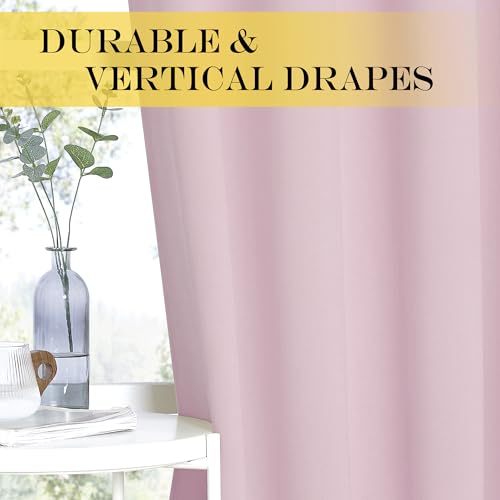 NICETOWN Room Darkening Baby Pink Curtains W100 x L84 for Sliding Door, Grommet Thermal Insulated Light Blocking Window Treatments for Bedroom/Living Room, 1 Panel