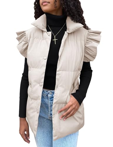 Esmeling Women’s Winter Warm Ruffled Puffer Vest Lightweight Sleeveless Gilet Jacket4