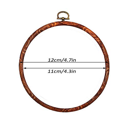 Esoes Embroidery Frames, 2 Pieces Embroidery Hoop Ring Plastic Cross Stitch Hoops Set Imitated Wood Display Frame Circle and Oval Embroidery Kits for Art Craft Sewing and Hanging (A)