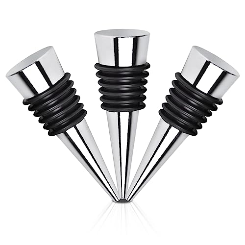 FBBULES Bouchon pour Bouteille de Vin, Paquet de 3 Bouchon Vin Réutilisable en Métal, pour La Collection de Vin Rouge Champagne Bière Sceau (Argent)
