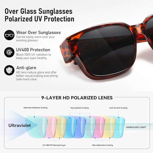 Image of HAOLOTA Polarized Sunglasses Over Glasses Women Wrap-Around Glasses Small Shapes Driving Fishing UV400 Protection