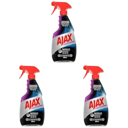 Ajax Professional Bathroom Disinfectant Cleaner, 500mL, Trigger Surface Spray (Pack of 3)