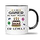 Gaming Tasse, Ein Gamer Altert Nicht Er Levelt, Gamer Geschenk für Computerspieler, Lustige Kaffeetasse Geburtstagsgeschenk für Jungen und Mädchen