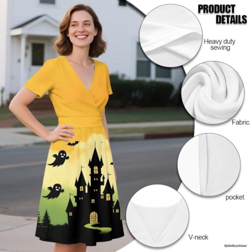 Image of Women's Summer Dresses Short Sleeve Formal Dresses with Pockets