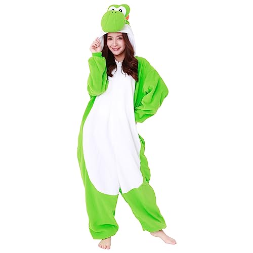 SAZAC Kigurumi Super Mario Bros. Yoshi - Onesie Jumpsuit Halloween Costume (One Size) Green