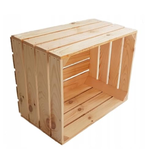 TIMBERMIK Caisse En Bois 50 x 30 x 40 cm – Grande Boîte Décorative En Bois, Caisse De Vin, Panier Cadeau Vide, Caisse De Rangement Nature