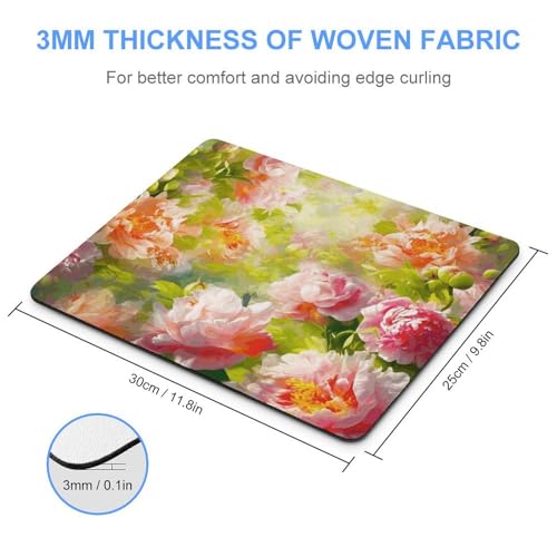 Tapis de souris carré doux surface lisse Bright Peonies étanche