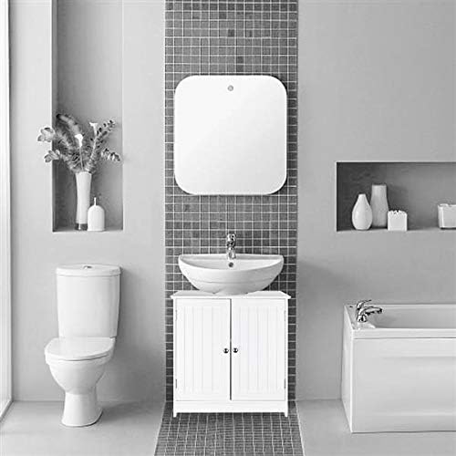 Sink Storage Vanity with 2 Doors, Standing Storage Cabinet Space Saver Organizer 23.6 x 11.4 x 23.6 (White)