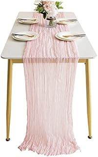Cheesecloth Gauze Table Runner 35x 118 Inches Wedding Decor Arch Draping, Romantic Wedding Table Runner Gauze Table Cover Tablecloth Draping Wedding Fabric for Wedding Bridal Baby Shower Decoration