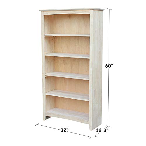 International Concepts Shaker Bookcase, 60-Inch, Unfinished #TOP4
