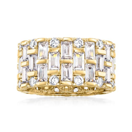 Ross-Simons 6.55 ct. t.w. Baguette and Round CZ Eternity Band in 18kt Gold Over Sterling