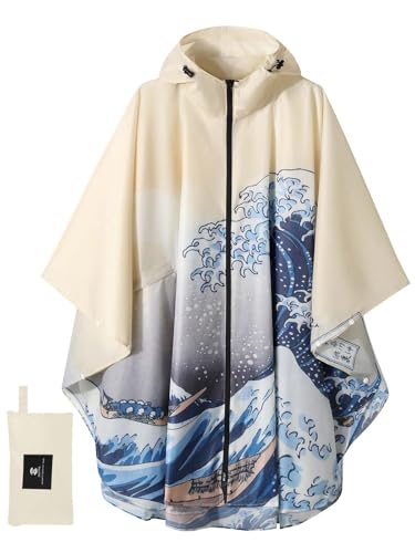 Image of SaphiRose Adult Rain Poncho Waterproof Hooded Zipper Raincoat with Pockets | OEKO-TEX Certified 100% Polyester, Lightweight Packable Storage Pouch, Heat-Sealed Seams, Quick-Dry for Outdoor Hiking