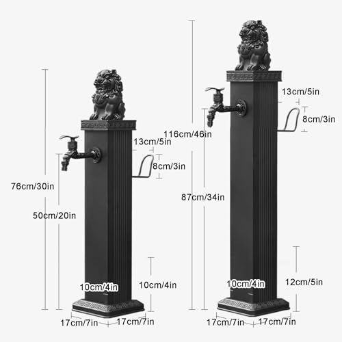 Colonna d'acqua da giardino, colonna d'acqua da giardino indipendente, rubinetto da giardino con colonna d'acqua in acciaio inossidabile con supporto per tubo flessibile per patio, terrazza,