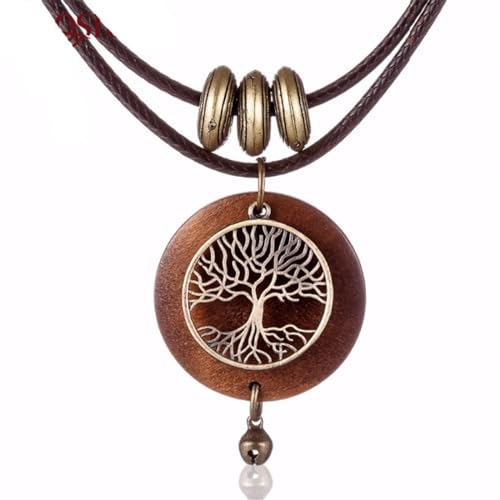 Bijoux avec pendentifs en bois d'arbre : collier ras du cou vintage poétique