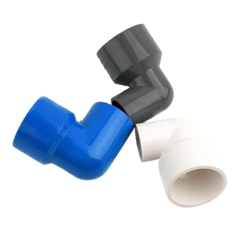 Conector de tubería de soldadura con disolvente métrico de 20,25,32,40,50,63 mm p/;vc 90°, codo reductor métrico solvente para acuario, estanque agrícola y jardín (63-25 mm, gris (2 piezas))