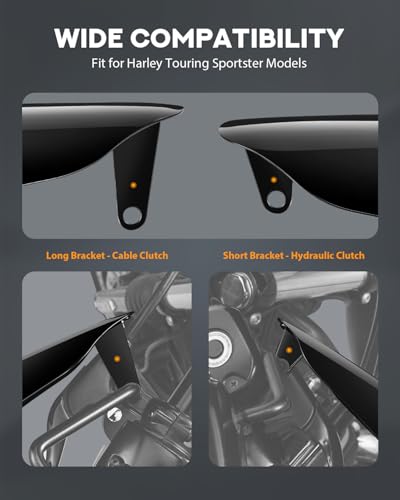 PBYMT Larger Handguards, Stainless Steel Hand Guards Fit for Harley Touring Street Glide Electra Glide Road King Sportster 2007-2023, 2 Brackets Fit for Hydraulic Clutch & Cable Clutch Style, Black - Thumbnail 5