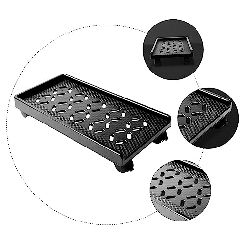 Soporte móvil para CPU con ruedas y freno, estante negro de ABS para torre de computadora | Base estable, orificios para disipación de calor, esquinas redondeadas, columna inferior reforzada, uso para oficina o hogar miniatura 3