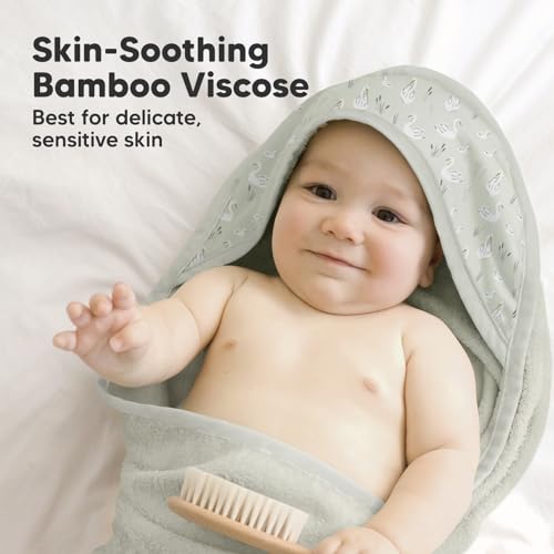 Image of KeaBabies Hooded Baby Towel for Newborn - Viscose Derived from Bamboo Large Baby Bath Towels with Hood for Boys, Girls, Toddler, Extra Absorbent & Soft Newborn Bath Essentials (Serenity, Regular)