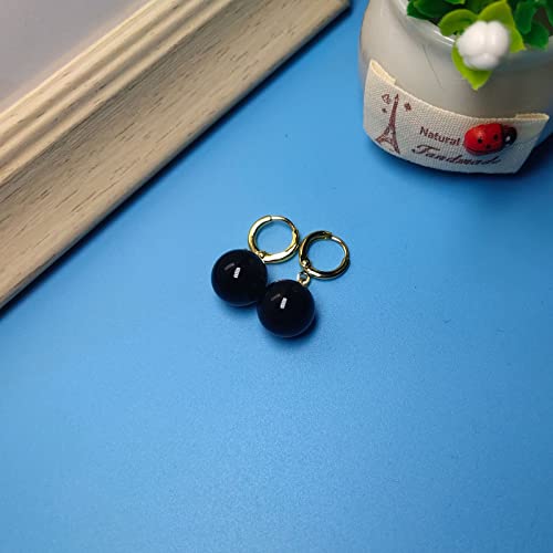 Eftkoy Black Pearl Drop Earrings 18K Gold Plated Black Simulated Shell Big Large Pearl Dangle Earrings For Women- 12Mm #TOP6