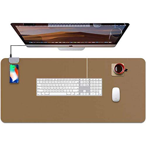 miniME Office Desk Pad Mouse pad, Fast Wireless Charging Desk Pad(iPhone,Android,Tablet), Waterproof Desk Protector,Writing Mat for Office Decor(35.5