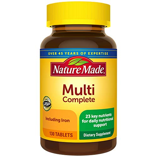 Nature Made Multivitamin Complete Tablets with Vitamin D3 and Iron, 130 Count for Daily Nutritional Support