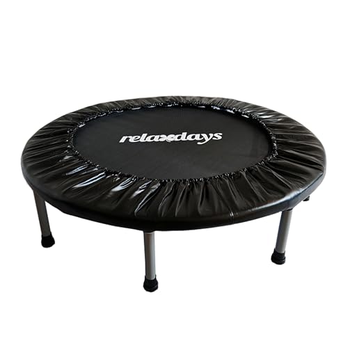 Relaxdays Indoor Trampolin, Ø 95 cm, faltbares Minitrampolin bis 100 kg, Sport & Gymnastik, Fitnesstrampolin, schwarz