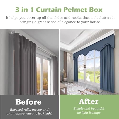 Riel de cortina doble de pared premium de 4 metros con cenefa 2