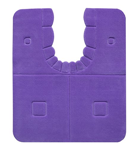 【日本製 消臭 洗える】サンコー ズレない トイレマット おくなが ふんわり 60×70cm バイオレット おくだけ吸着 KF-72