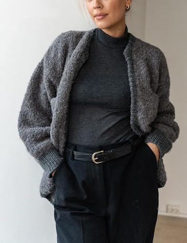 Springrain Womens Open Front Cardigan Color Block Long Sleeve Chunky Cardigan Loose Knit Sweaters Outwear4