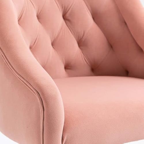 Velvet Fabric Home Office Chair With Gold Metal Legs For Home Office Pink #TOP4