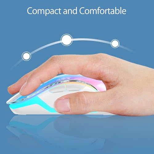 Image of memzuoix 2.4G Wireless Mouse with Customizable Cover & 9-Color LED - Rechargeable Ergonomic, 1400 DPI, 5 Buttons, USB Receiver for PC /Mac - Blue
