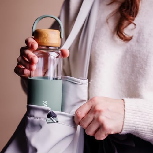 Image of Borosilicate Glass Water Bottle 500 ml | Leakproof Bamboo Lid & Silicone Sleeve | BPA Free Reusable Drinking Bottle for Office, Gym, Travel & Daily Use