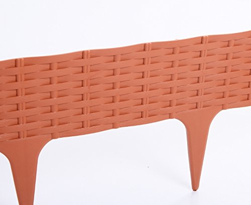 Bordo Per Aiuola Effetto Rattan – Recinzione Da Giardino Modulare 3,9 M – Colori Terracotta, Marrone O Grigio – 5 Pezzi