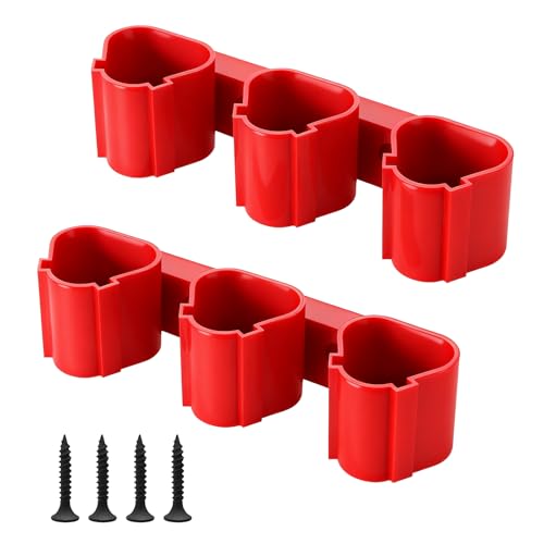 Sissatthai 2Pcs Battery Holder Wall Mount for Milwaukee M12 Tool Holder Battery Storage Case Accessories with 12V Batteries