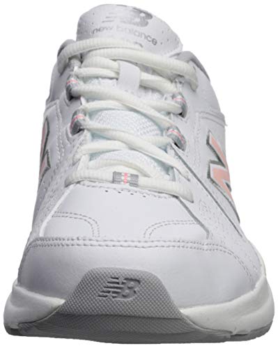 New Balance Women's 608 V5 Casual Comfort Cross Trainer, White/Pink, 9 W US