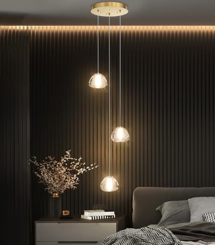 Image of Modern Chandelier Crystal Pendant Light for Kitchen Island Dining Room Bedroom Hallway Gold