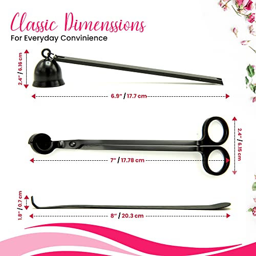 Jafno 3 In1 Candle Wick Trimmer, Candle Snuffer Extinguisher, Wick Dipper, Candle Accessories For Candle Care Include Candle Scissors, Candle Snuffer And Wick Trimmer For Smoke-Free Flame (Black) #TOP1