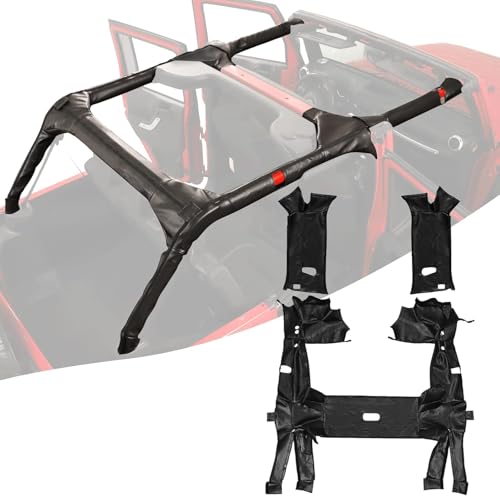 HTHE Roll Bar Cover Hole Roll Bar Padding Cover Leather Compatible with Jeep Wrangler JK 4Doors 2011-2018 (Leather,Not Suit for 2doors)