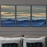 3 Piece Framed Canvas Wall Art Abstract Mountain Top Landscape Canvas Prints Home Artwork Decoration for Living Room,Bedroom - 16