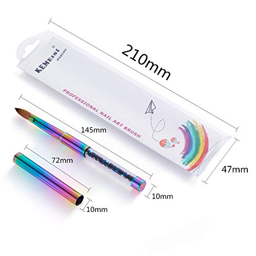 Kemeisi 1Pc Rainbow Crystal Handle Sable Acrylic Nail Pen 100% Kolinsky Nail Brush For Nail Art Manicure Powder Pedicure With Lid #2,#4,#6,#8,#10,#12,#14 (#08) … #TOP7