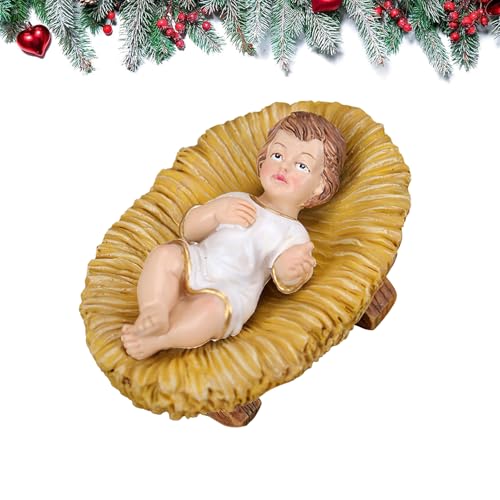Figura de niño Jesús – 9,9 x 7 x 5,5 cm Jesús Figura Belén, decoración navideña, figuras de navidad, decoración de cabina, escena de belén religiosa decoración navideña para la decoración de