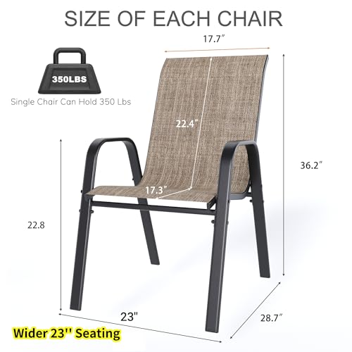 Image of Outdoor Patio Chairs Set of 8 Stackable Dining Chairs All-Weather Textilene Furniture Set for Pool Deck, Backyard, Garden
